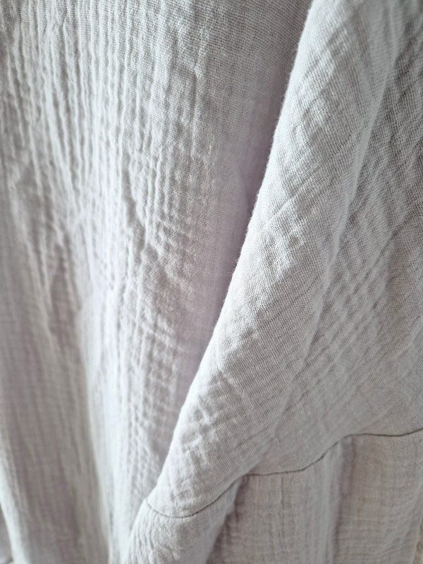 Ikigai organikus pamut kapucnis pulóver - Lenge, lélegző - Fehér