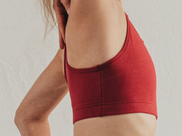 Organikus pamut sportmelltartó - Bordópiros