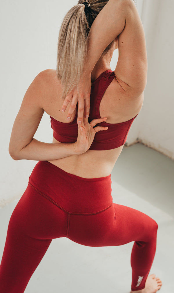 Organikus pamut sportmelltartó - Bordópiros