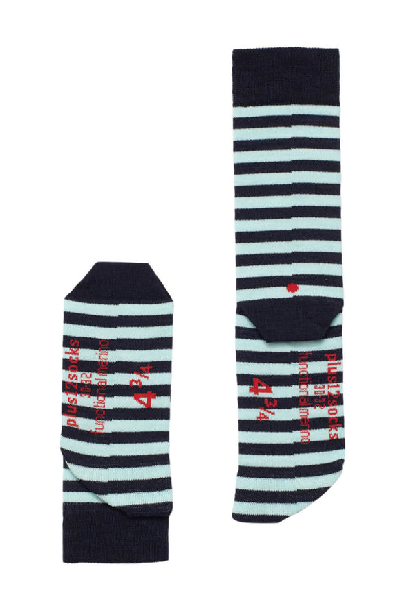 Plust 12 Mezítlábas Gyerek Zokni Merinó gyapjú Kék csíkos