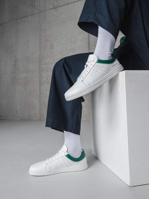 Barebarics Enigma – fehér és sötétzöld barefoot sneaker
