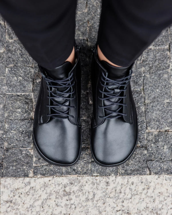 Shapen COZY 2.0 fekete sima bőr barefoot csizma