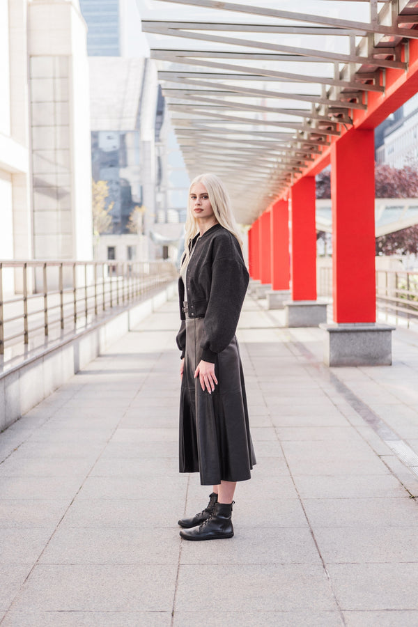 Shapen COZY 2.0 fekete sima bőr barefoot csizma