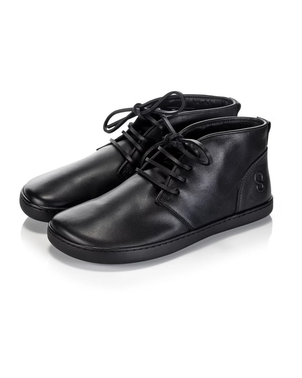 Shapen Berry Fekete Bőr Barefoot Cipő