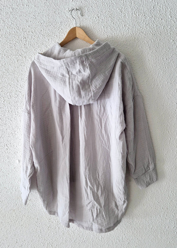 Ikigai organikus pamut kapucnis pulóver - Lenge, lélegző - Fehér