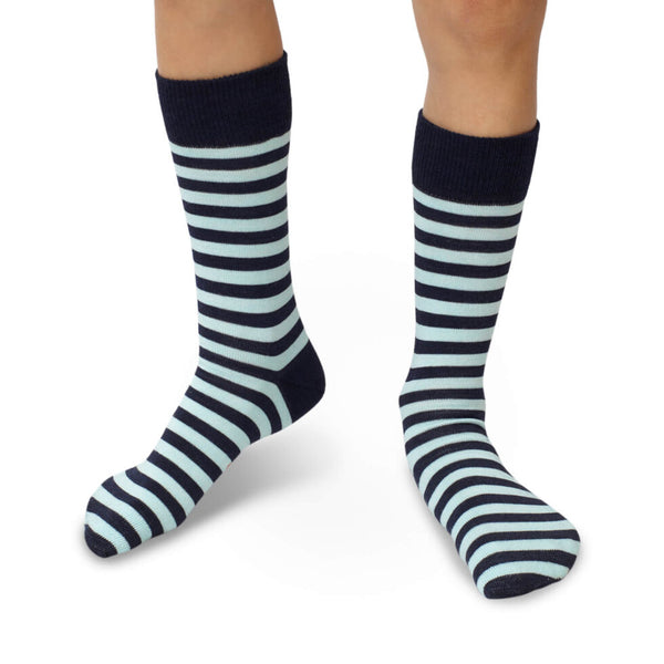 Plust 12 Mezítlábas Gyerek Zokni Merinó gyapjú Kék csíkos