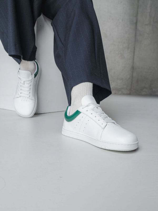 Barebarics Enigma – fehér és sötétzöld barefoot sneaker