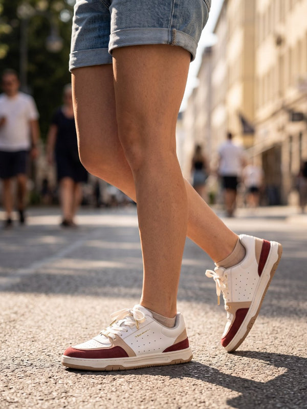 Barebarics Wave 2.0 – fehér és bordó barefoot sneaker