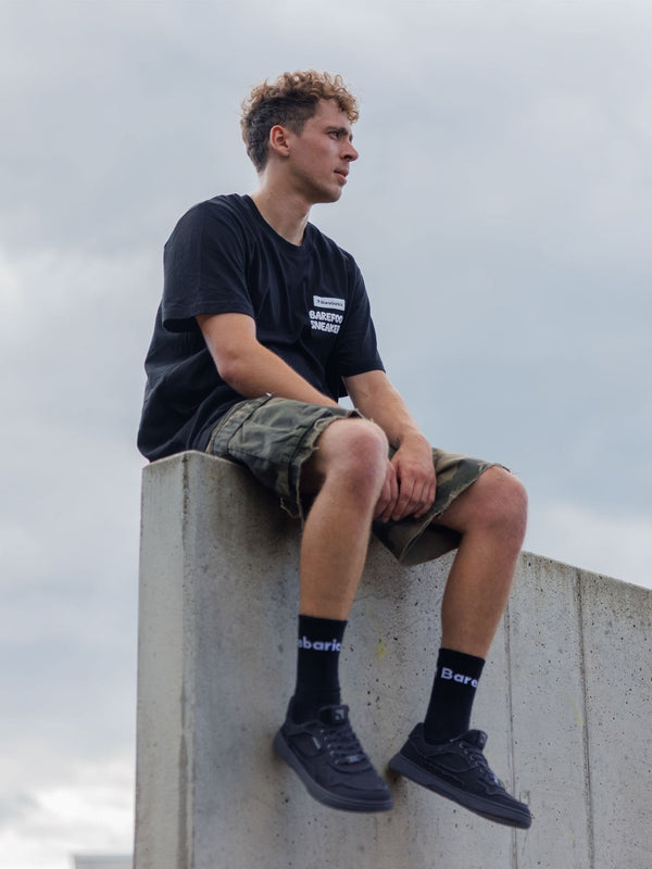 Barebarics Zing Denim - All Black barefoot sneaker – 8