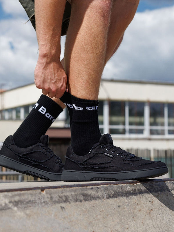 Barebarics Zing Denim - All Black barefoot sneaker – 4
