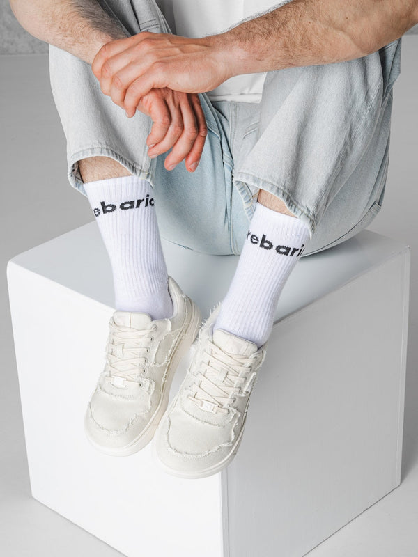 Barebarics Zing Denim - Cream White barefoot sneaker – 7