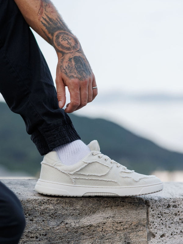 Barebarics Zing Denim - Cream White barefoot sneaker – 13