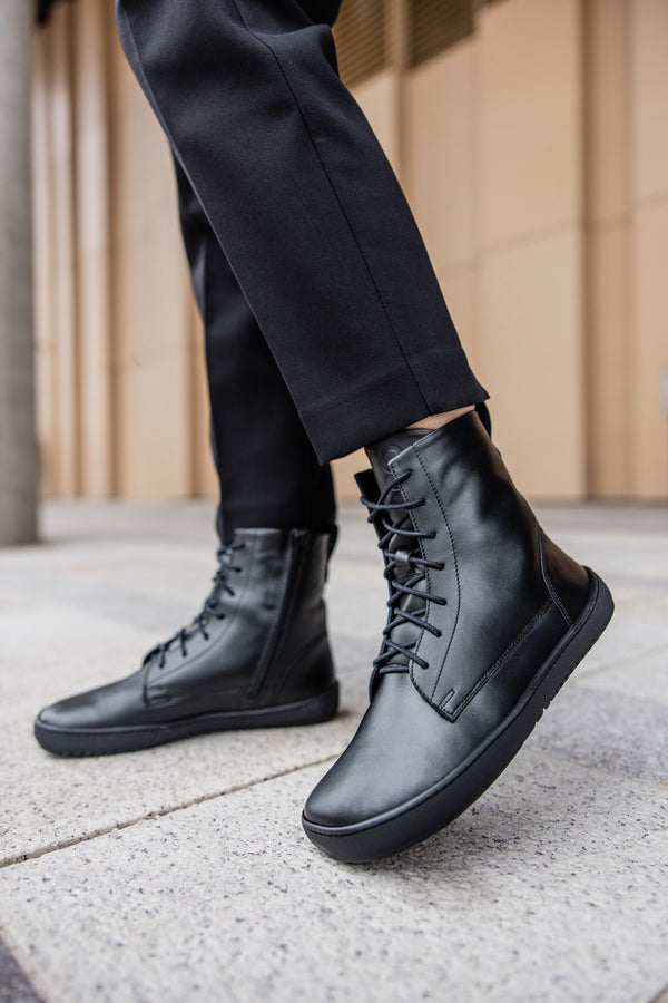 Shapen COZY 2.0 fekete sima bőr barefoot csizma