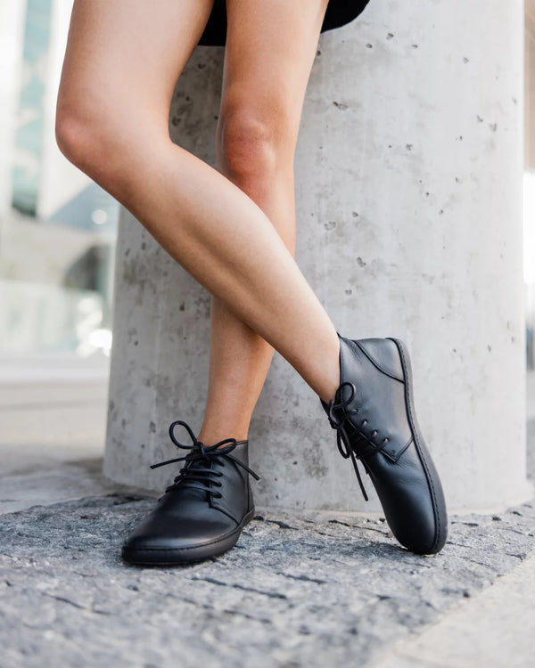 Shapen Berry Fekete Bőr Barefoot Cipő