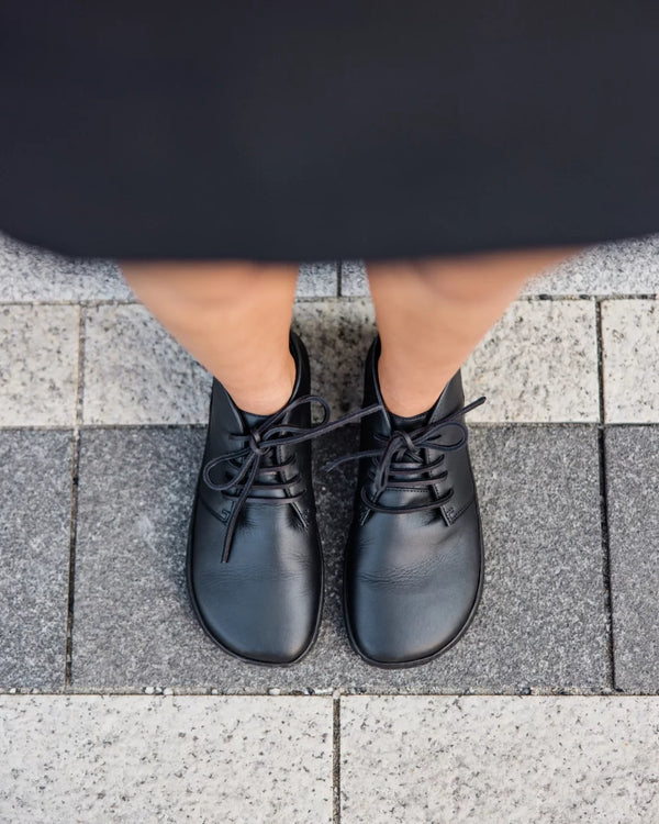 Shapen Berry Fekete Bőr Barefoot Cipő