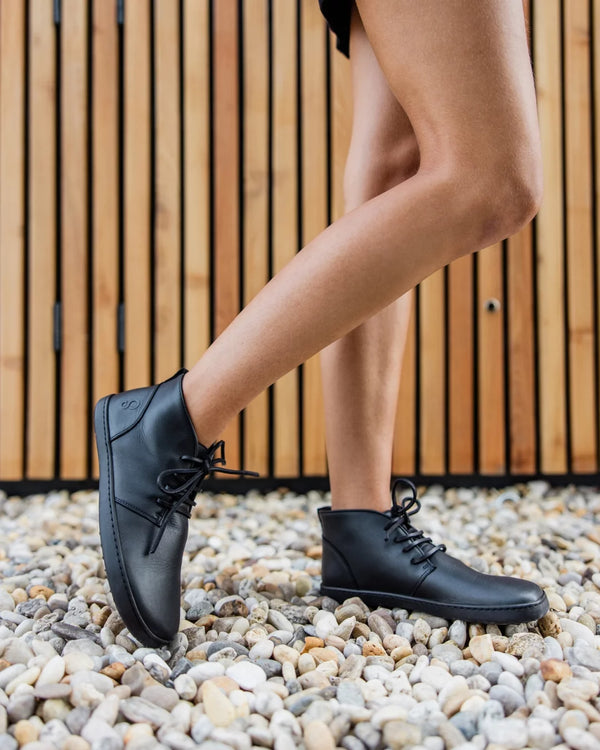 Shapen Berry Fekete Bőr Barefoot Cipő