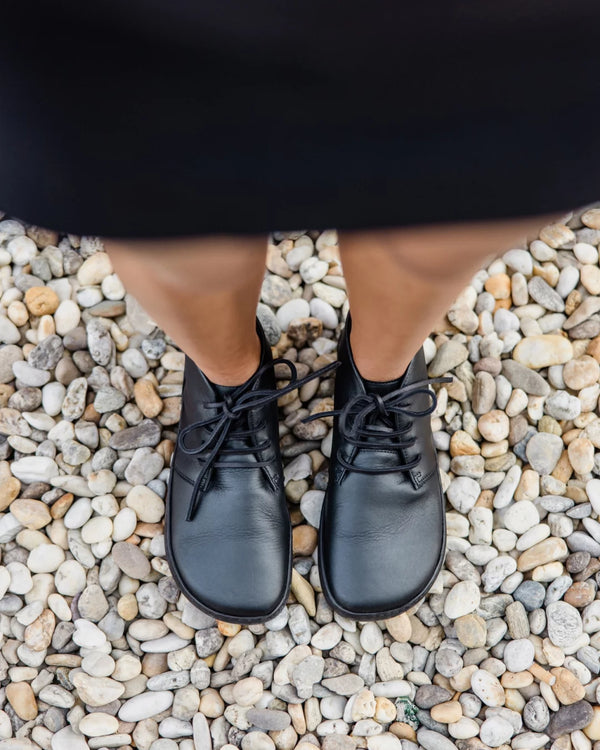 Shapen Berry Fekete Bőr Barefoot Cipő