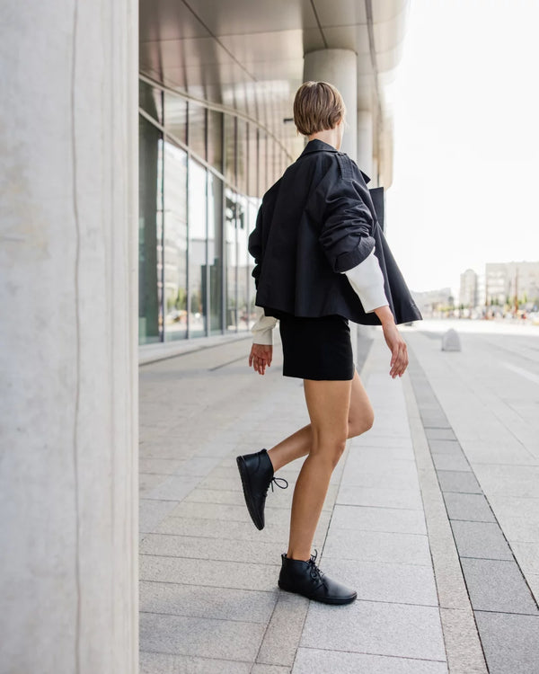 Shapen Berry Fekete Bőr Barefoot Cipő