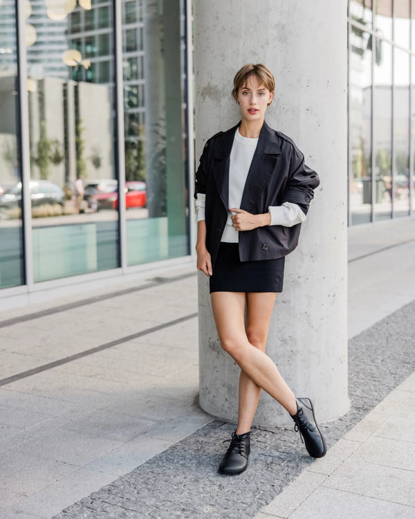 Shapen Berry Fekete Bőr Barefoot Cipő