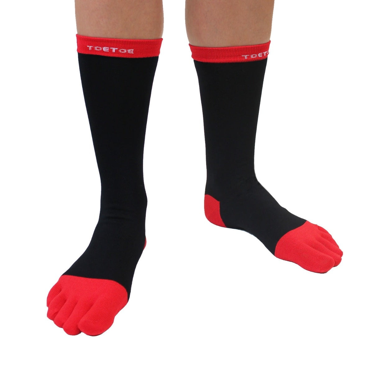 Toe Socks Mens Business Black/Red