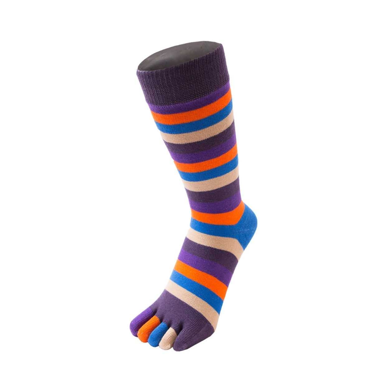 Toe Socks Essential Mid-Calf Midnight Blue Stripe