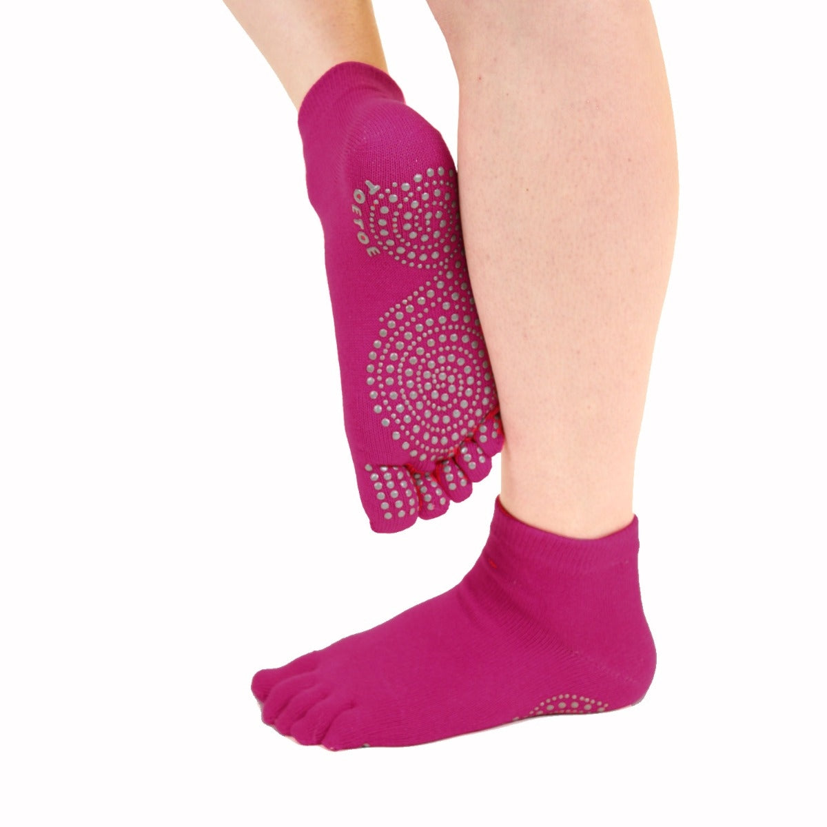 Toe Socks Yoga & Pilates anti-slip Fuchsia ankle socks 35-38